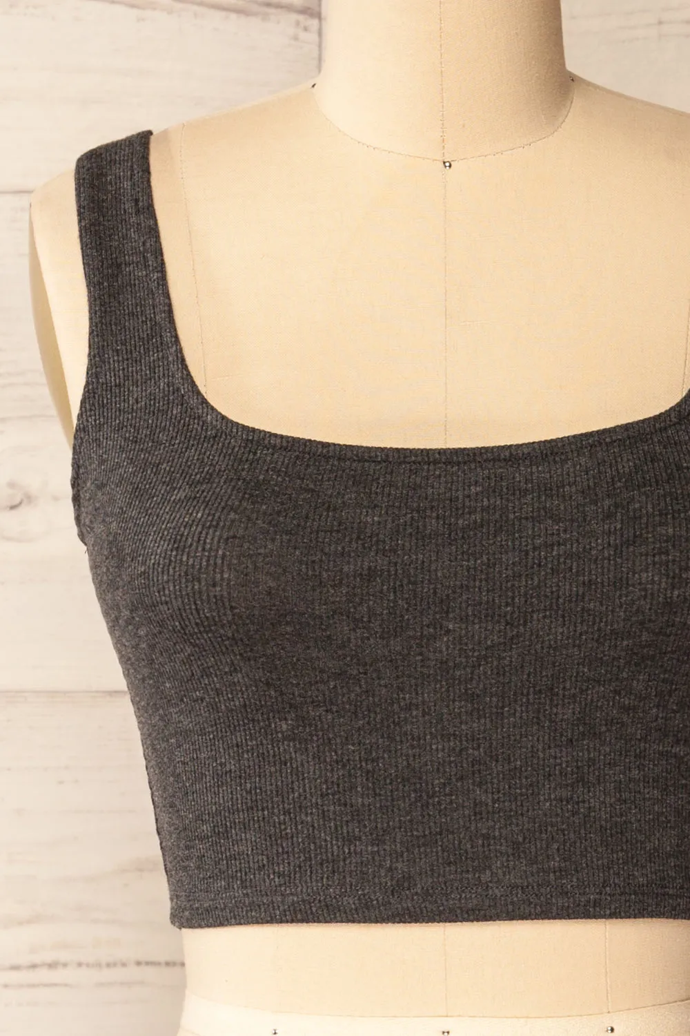 Seoul Charcoal | Cropped Ribbed Cami Top