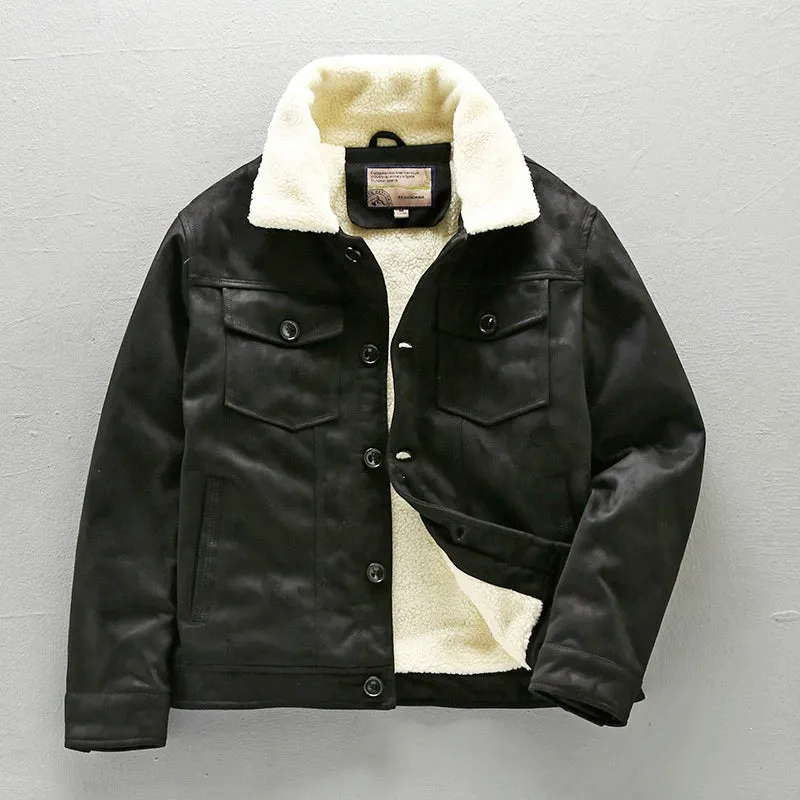 Shearling-Lined Suede Pilot Jacket