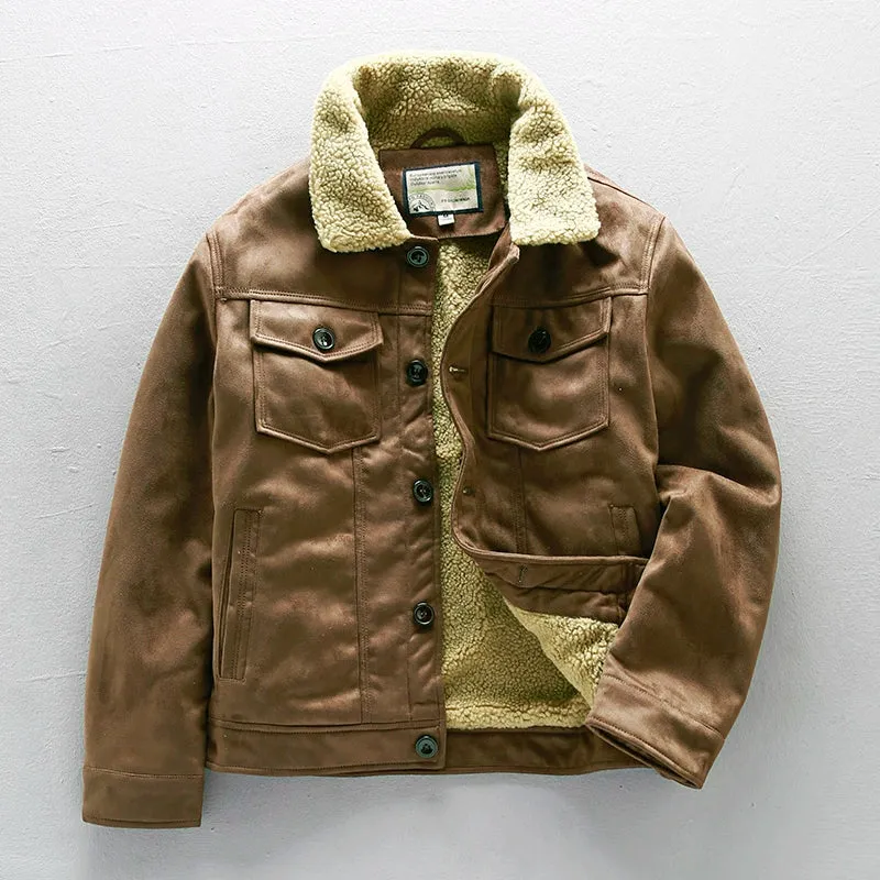 Shearling-Lined Suede Pilot Jacket