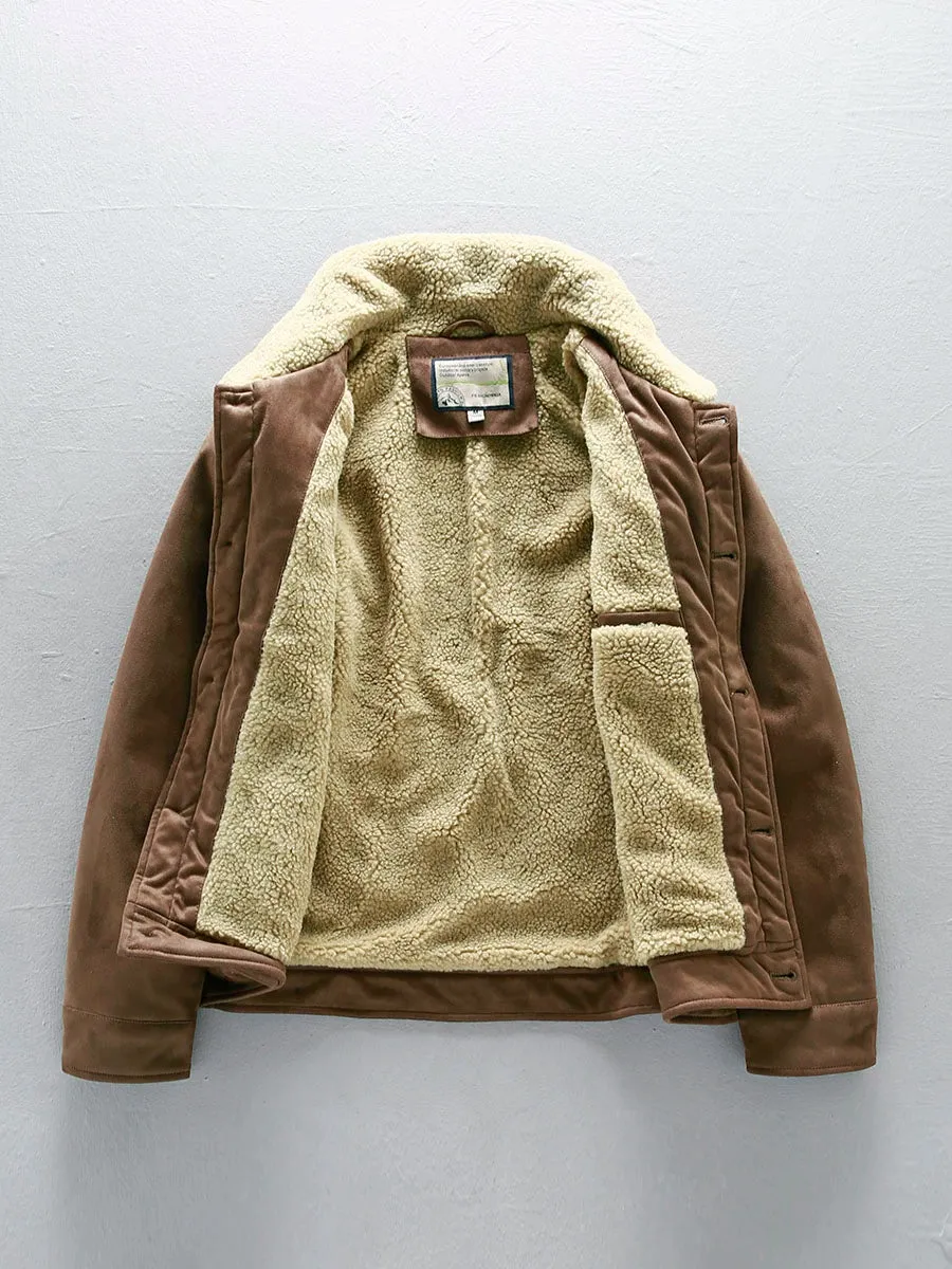 Shearling-Lined Suede Pilot Jacket