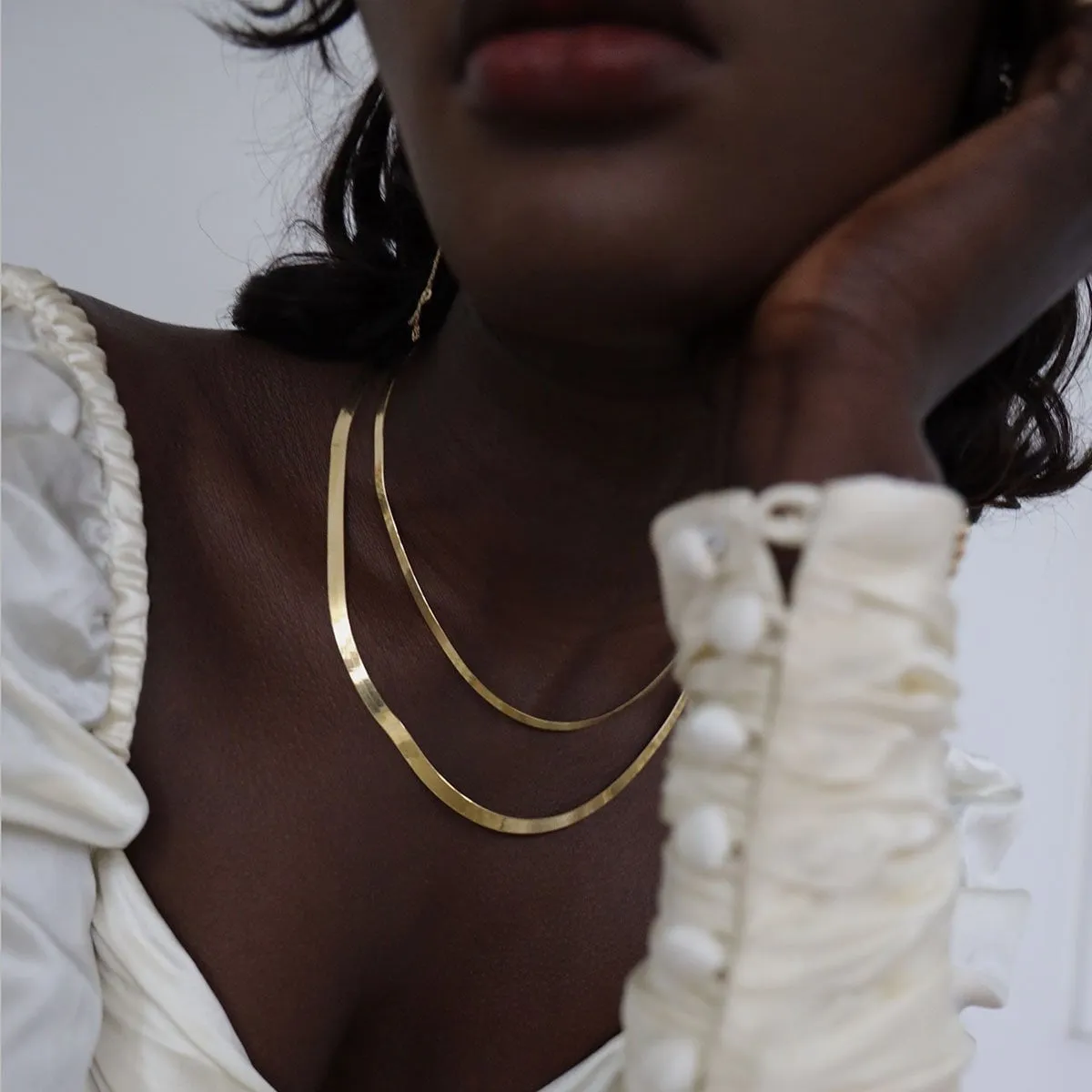 Small Liquid Gold Herringbone Necklace | Ready to Ship