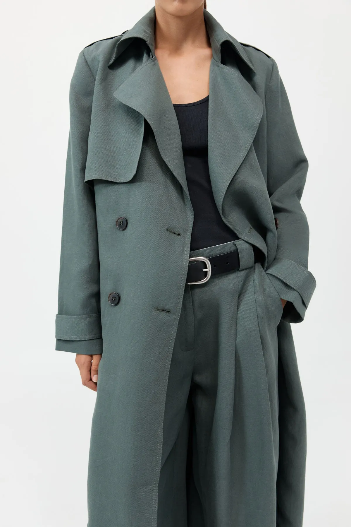Soft Tailored Trench - Balsam Green