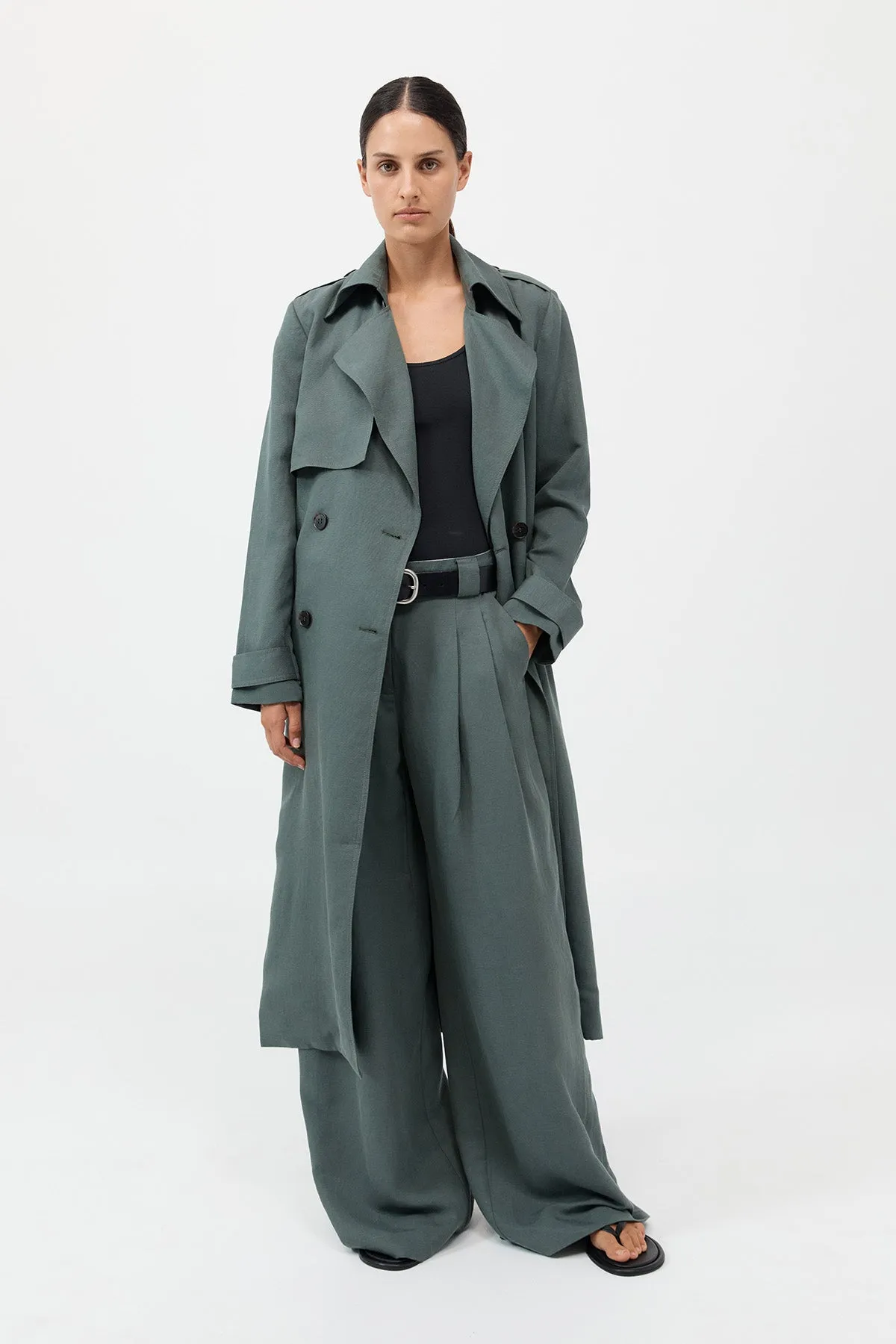 Soft Tailored Trench - Balsam Green