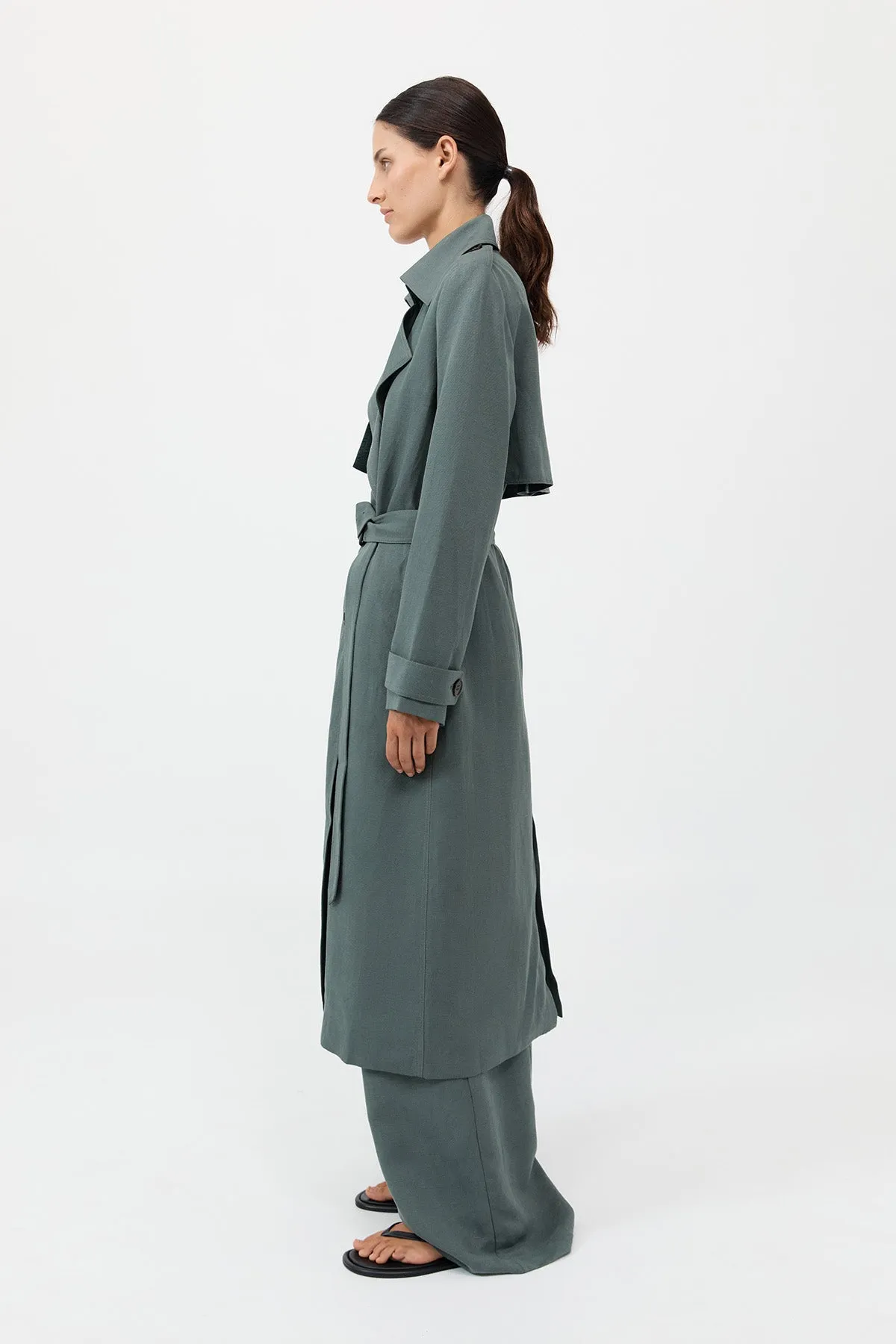 Soft Tailored Trench - Balsam Green