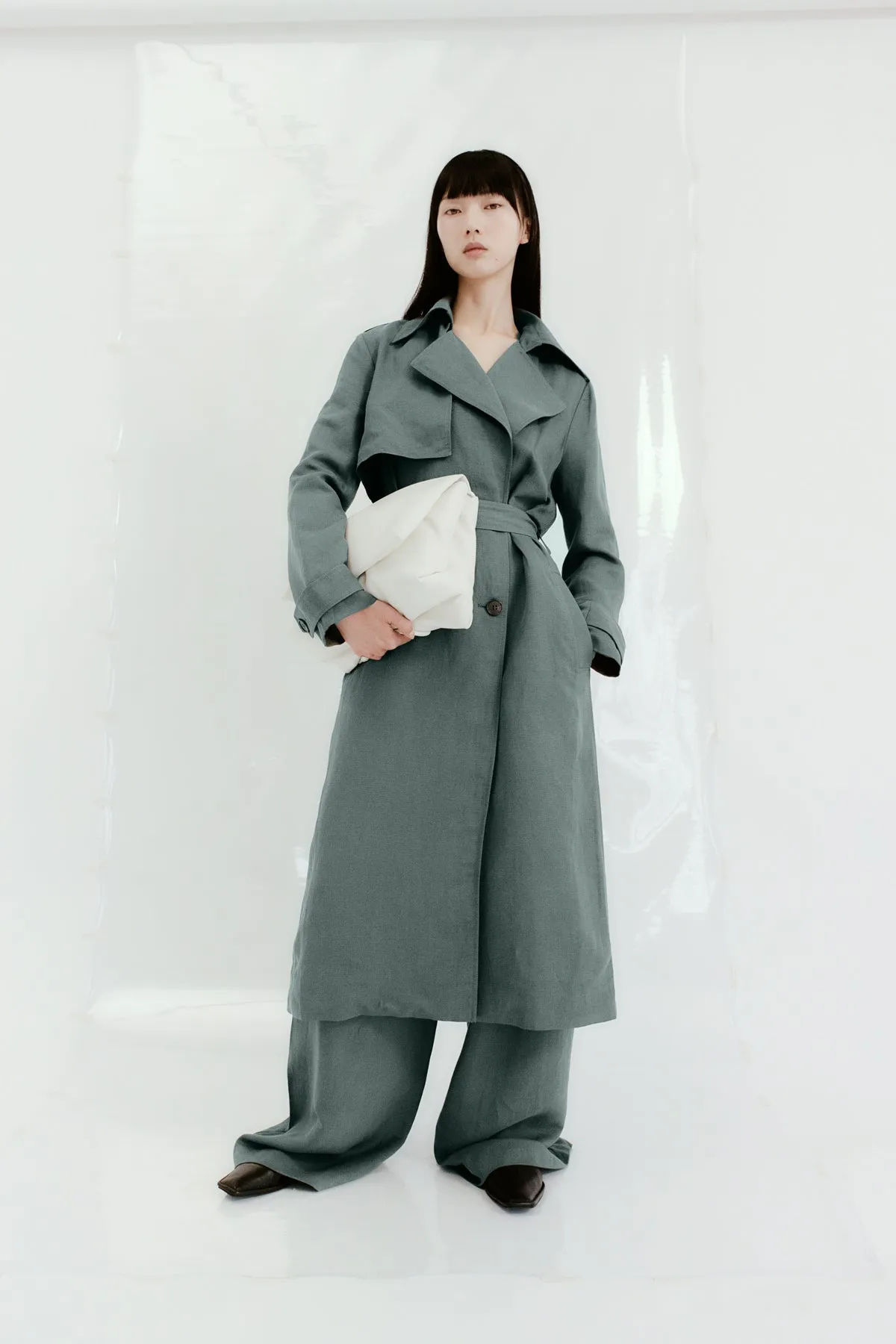 Soft Tailored Trench - Balsam Green