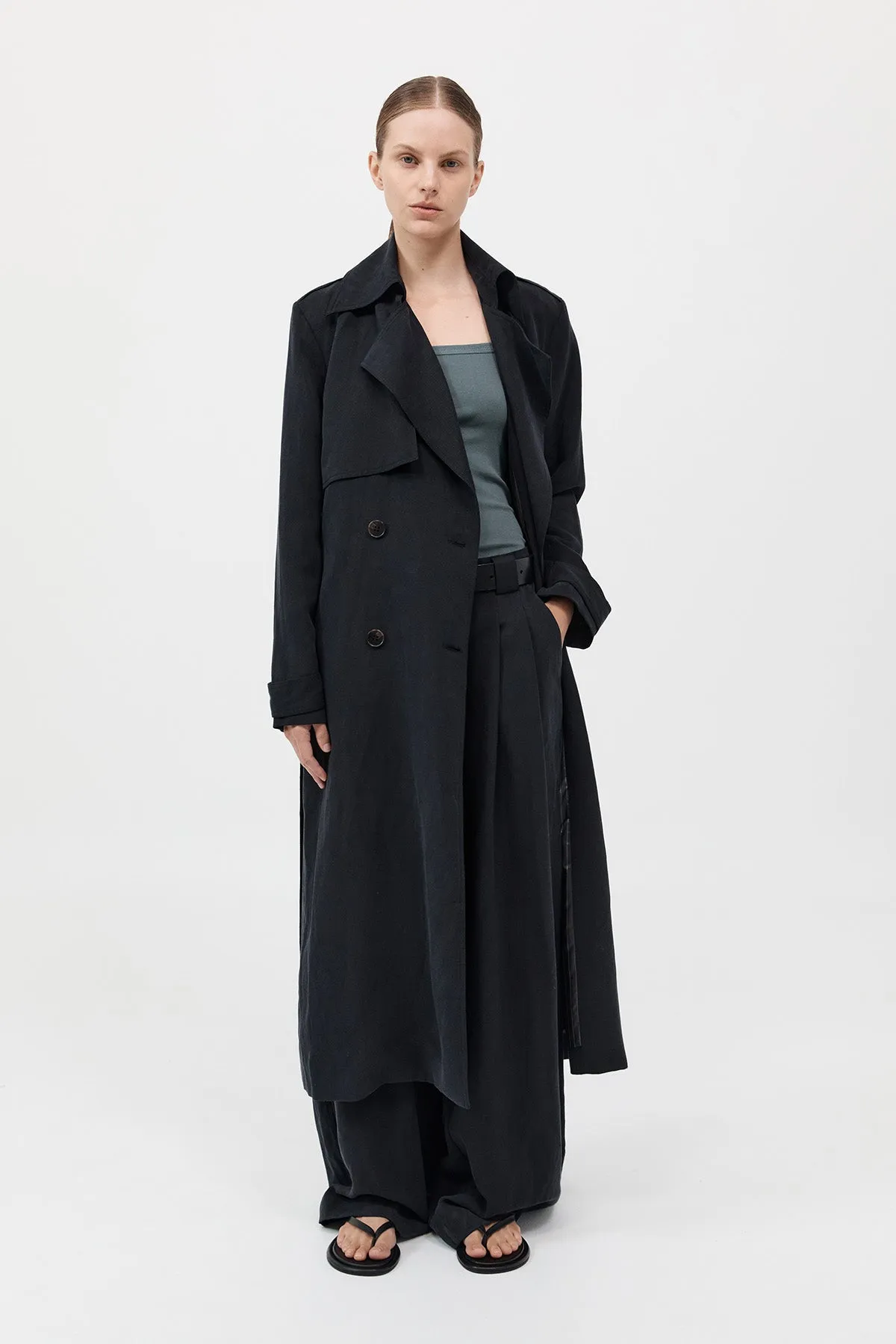 Soft Tailored Trench - Black
