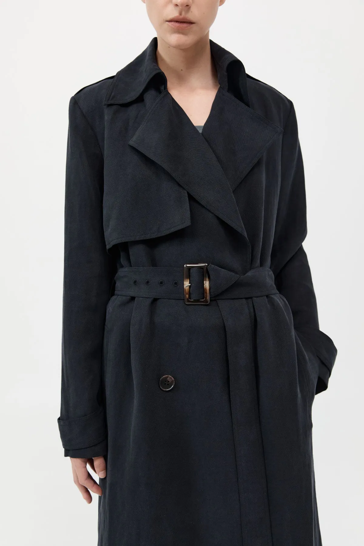 Soft Tailored Trench - Black