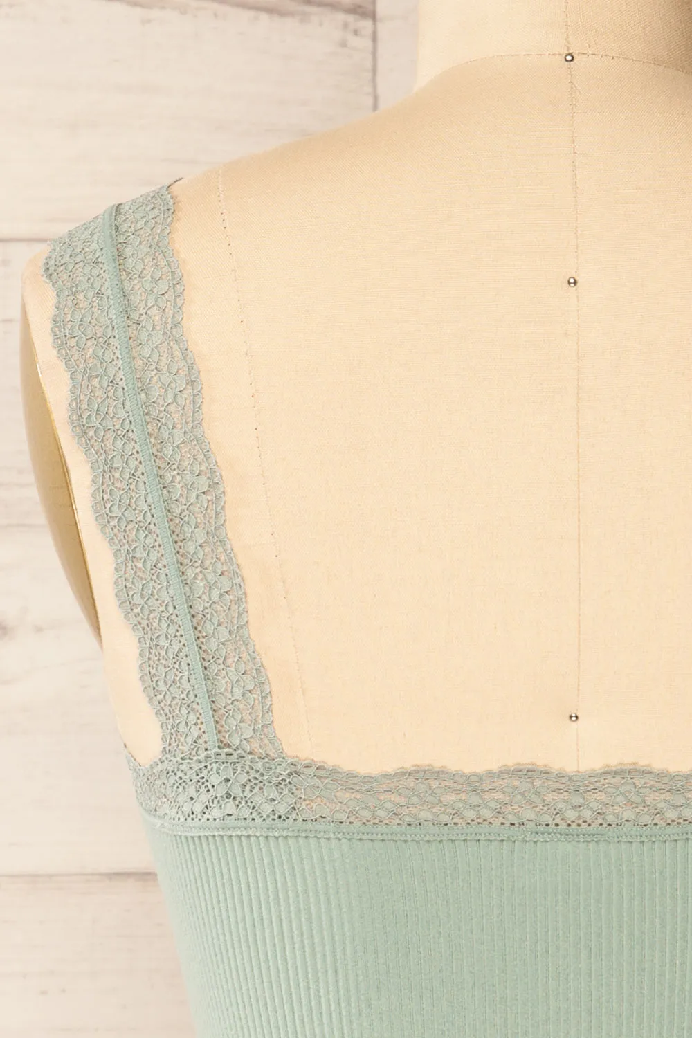 Somensac Sage | Ribbed Camisole w/ Lace Trim