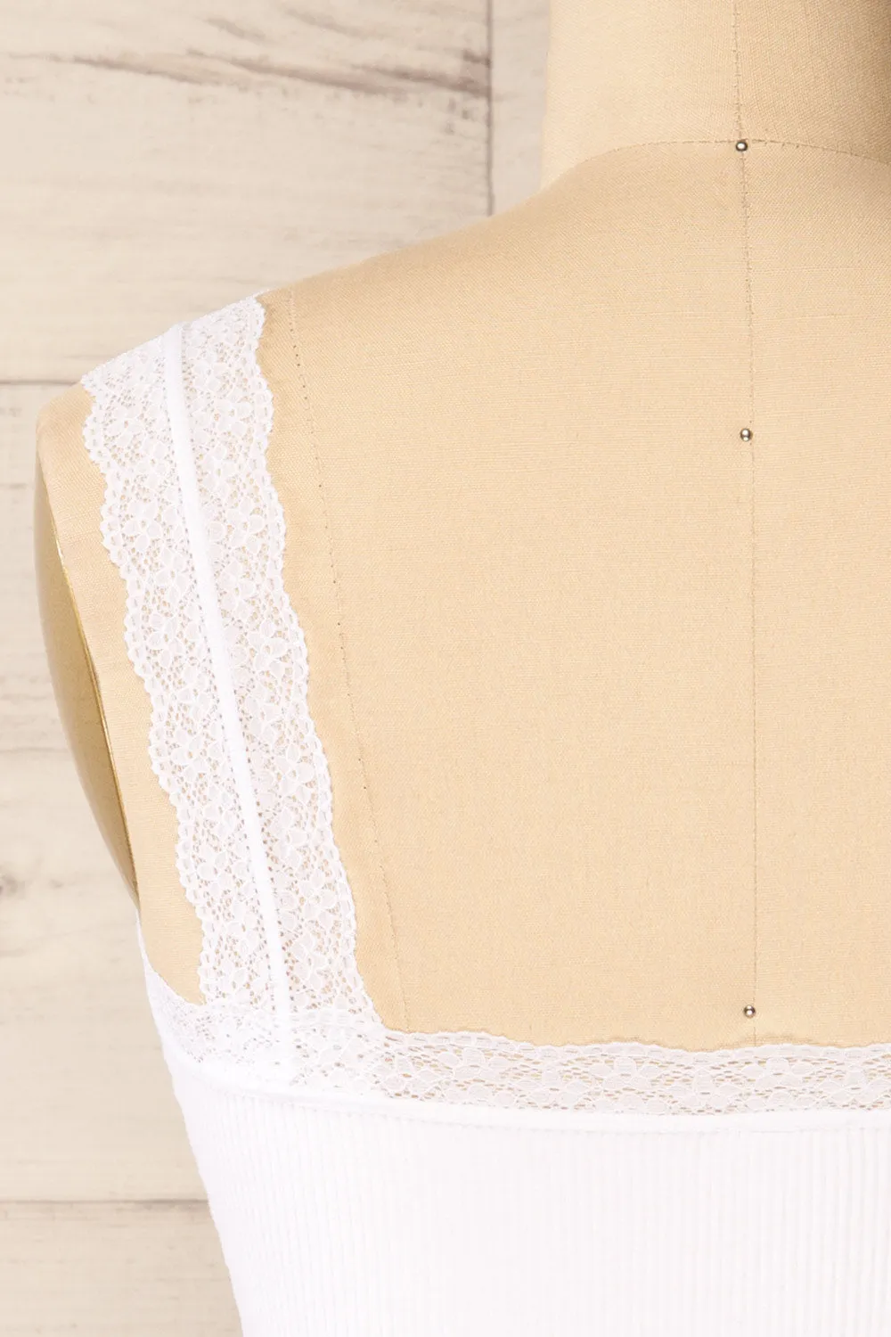 Somensac White | Ribbed Camisole w/ Lace Trim