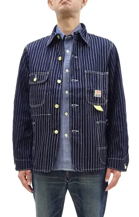 Sugar Cane Jacket SC15658 Men's Casual 9oz. WAbash Stripe Work Coat Chore Coat Indigo One-Wash