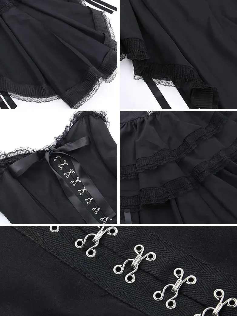 Women Gothic Sexy Slim Gothic Waist Tube Top Slip Dress
