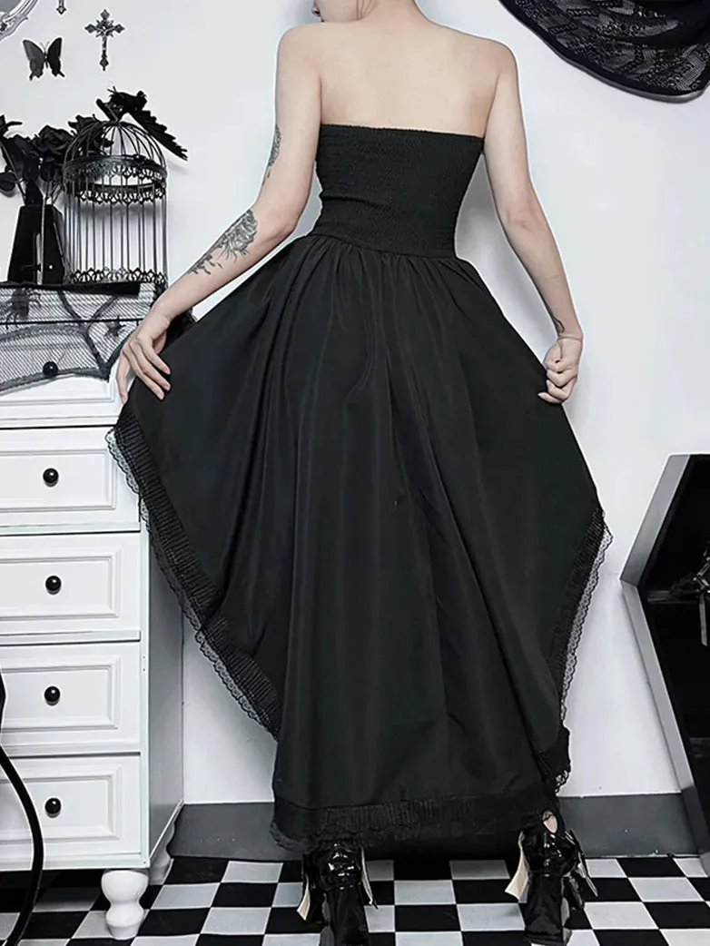 Women Gothic Sexy Slim Gothic Waist Tube Top Slip Dress