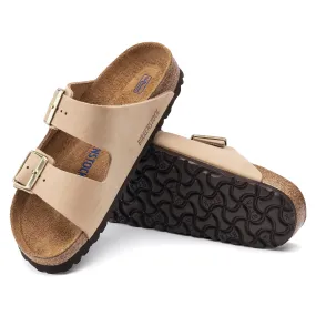 Women's Birkenstock Arizona Soft Footbed Nubuck Leather Color: Sandcastle