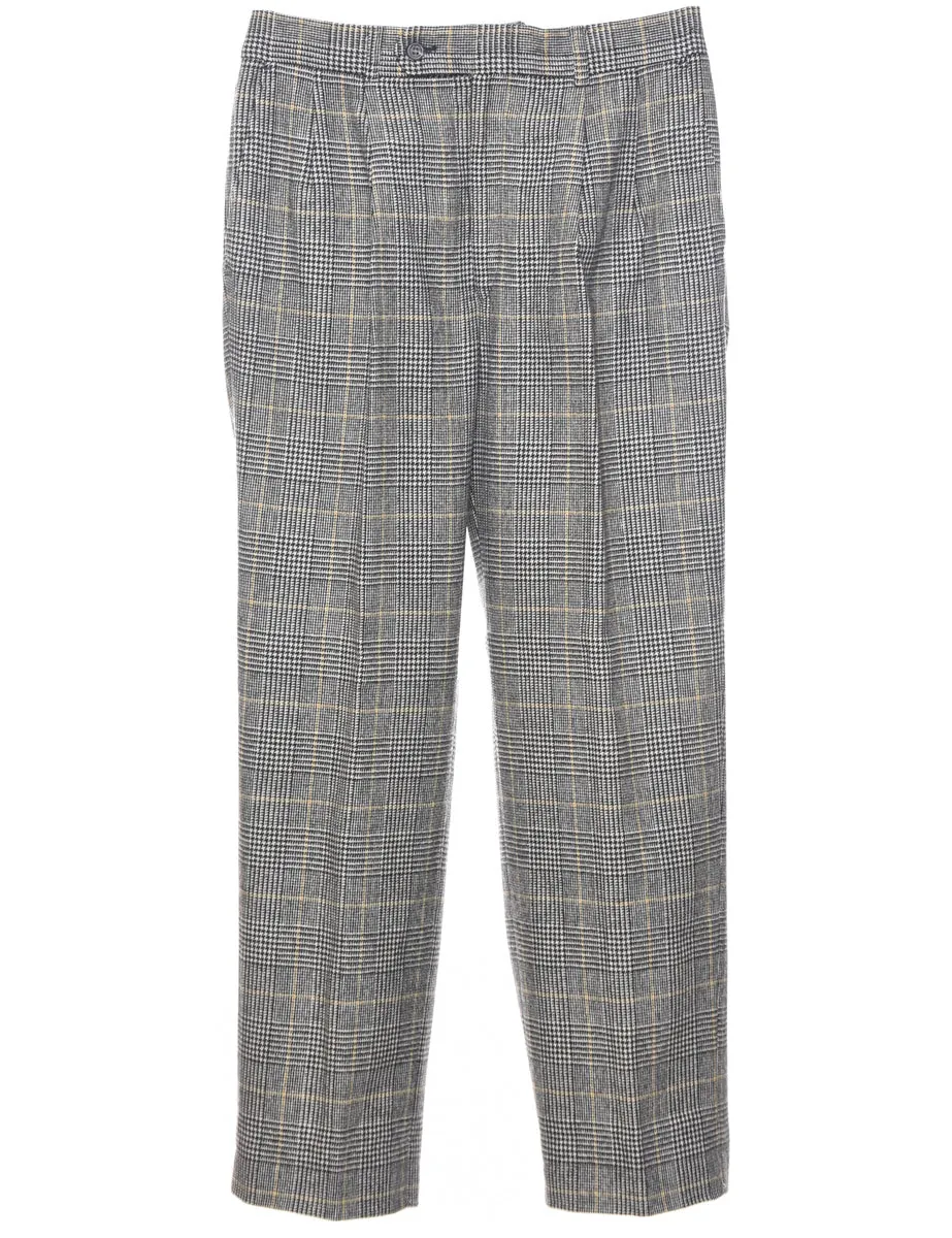 Wool Checked Pattern Trousers - W32 L29