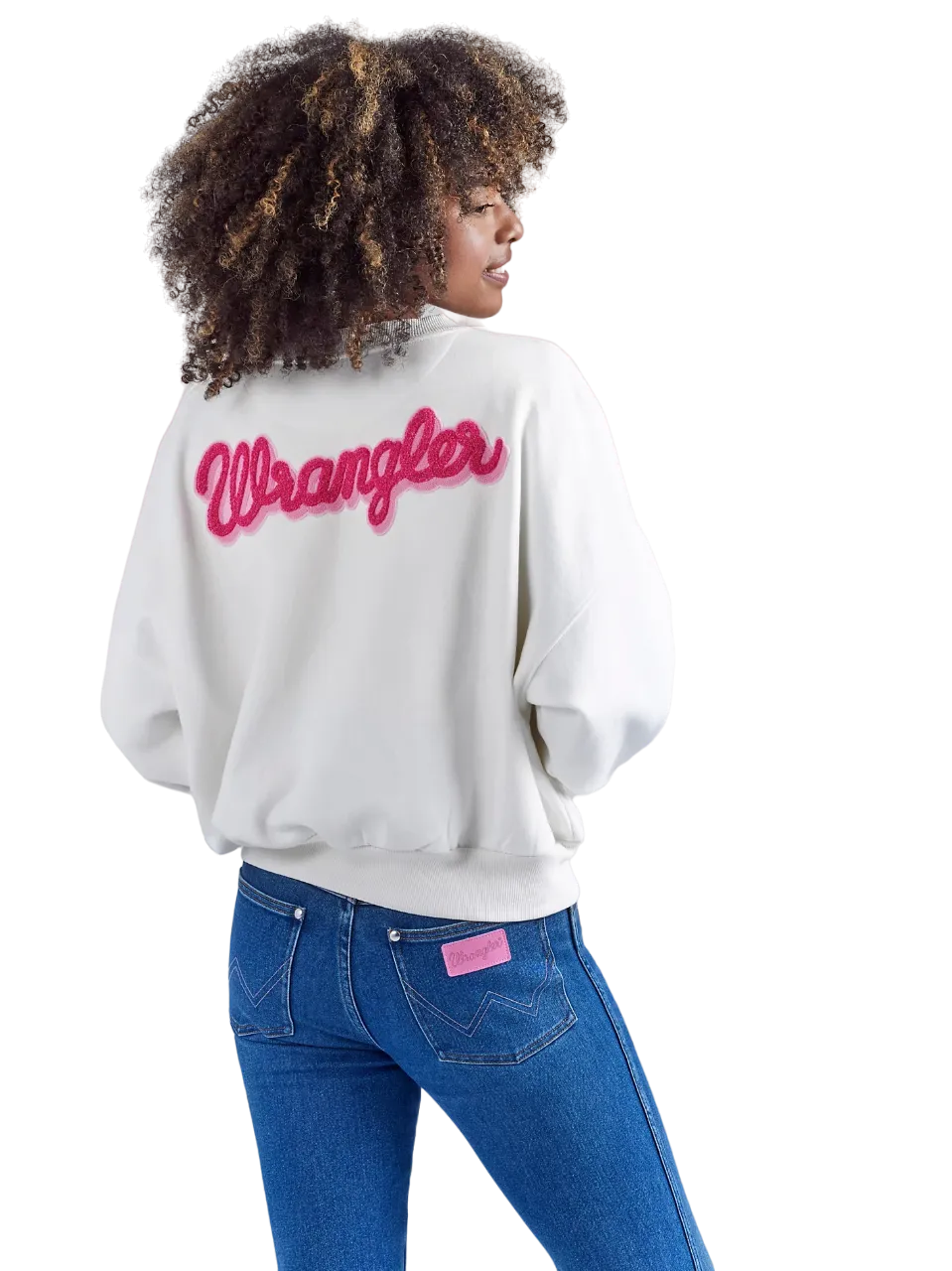 Wrangler Women's Barbie Relaxed Logo In Worn White Sweatshirt