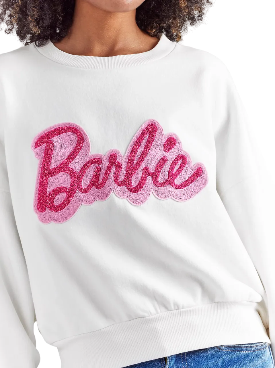 Wrangler Women's Barbie Relaxed Logo In Worn White Sweatshirt